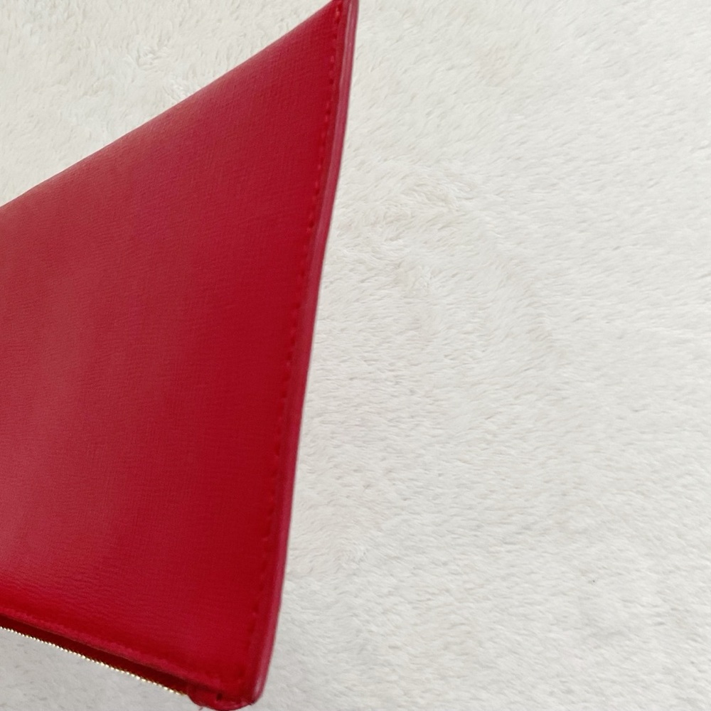 Furla Red Saffiano Leather Wristlet Clutch Wallet Zip Pouch - Picture 8 of 14